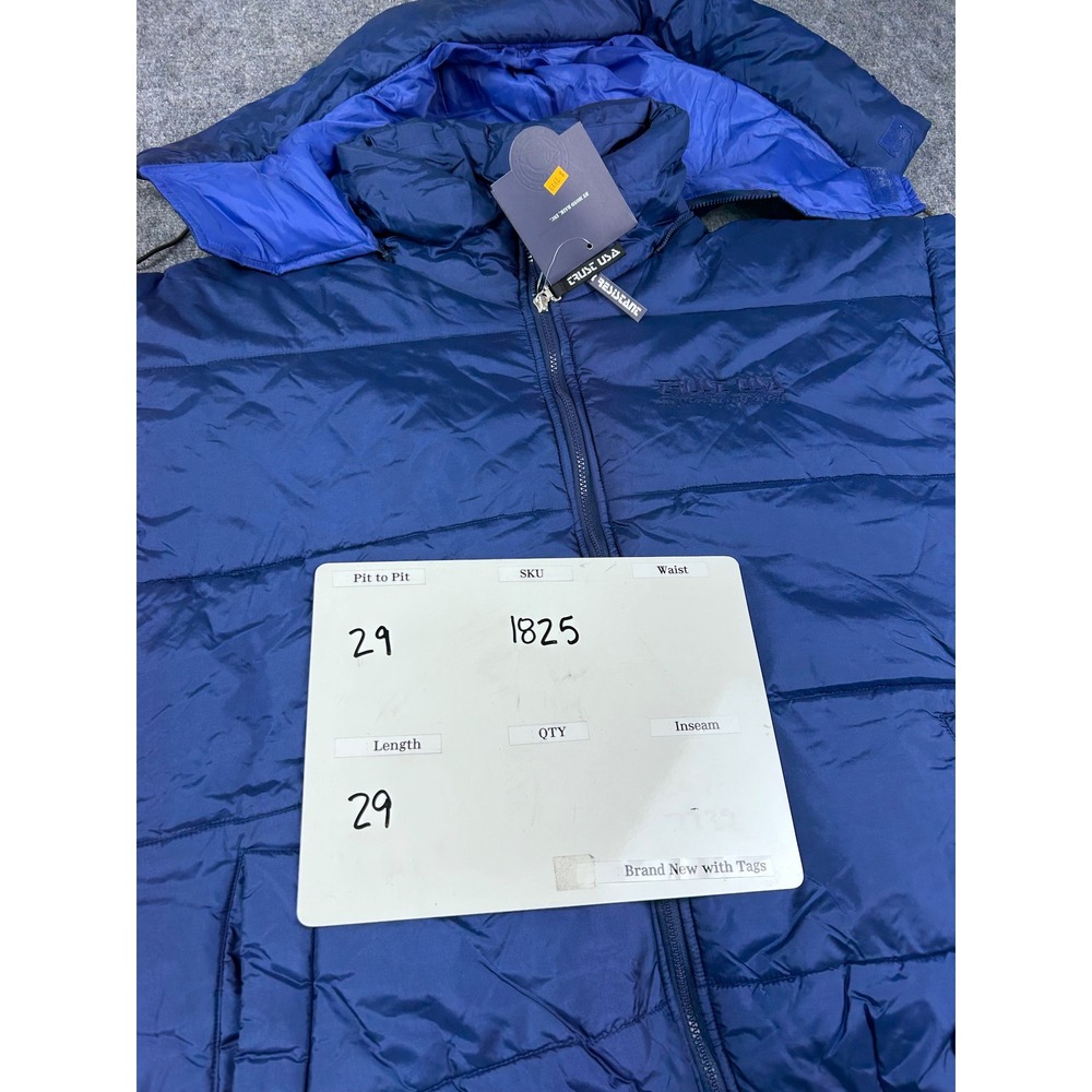 VTG CRUSE USA Blue Puffer Hooded Jacket Size 2XL Water Resistant Heavy Duty NEW - Picture 10 of 10